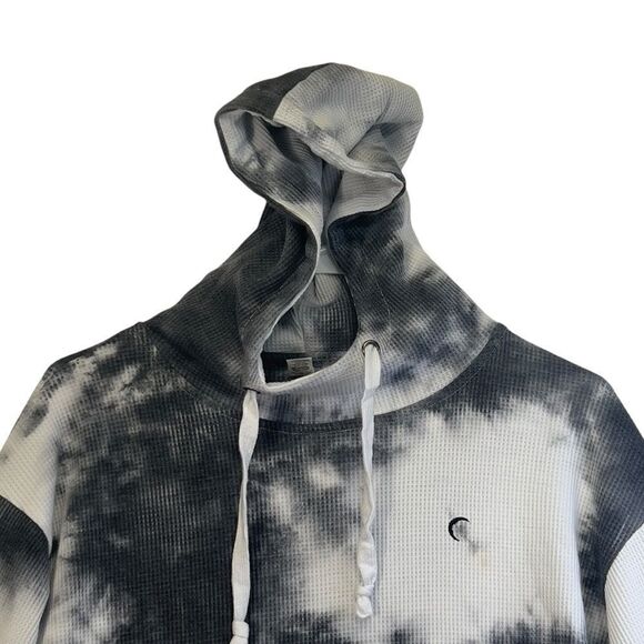 ZYIA White Tie Dye Waffle Knit Hendrix Pullover Thermal Hoodie - Picture 3 of 12